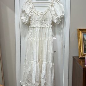 En Saison Brielle White MIDI Poplin Dress Sz S